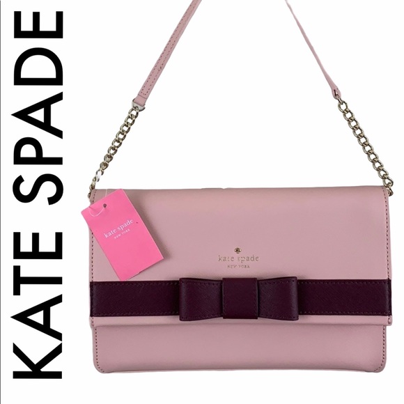 kate spade Handbags - KATE SPADE NWT PINK BURGUNDY BOW CROSSBODY BAG